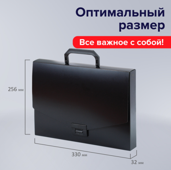 Папка-портфель пластиковая BRAUBERG А4 (330х256х32 мм), одно отделение